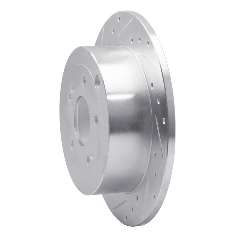 Hyundai Santa Fe Brake Rotor (1) - Rear Left - R1 Concepts - Drilled & Slotted - Silver - `07-`09
